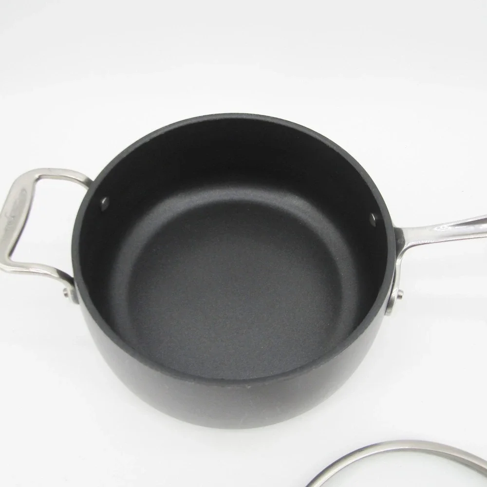 All-Clad Hard Anodized Nonstick 3.5 Qt Saucepan with Lid Induction Gray 3.3L